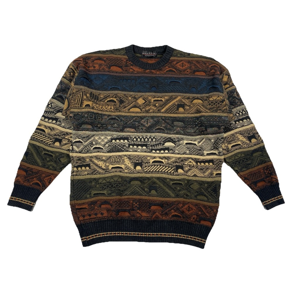 Brandini Men's XL 3D Knit Sweater Vintage Earth-tones